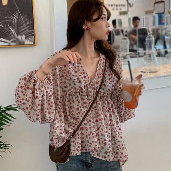 sweet long sleeve chiffon blouse women fashion floral print loose shirt korean blouses women's clothes & shirts, White
sweet long sleeve chiffon blouse women fashion floral print loose shirt korean blouses women's clothes & shirts, White