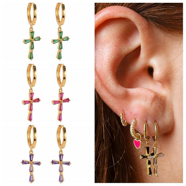 hoop & huggie canner purple/green/black diamond cross earrings for women 925 sterling silver dangle pendientes plata piercing jewelry, Golden;silver
hoop & huggie canner purple/green/black diamond cross earrings for women 925 sterling silver dangle pendientes plata piercing jewelry, Golden;silver