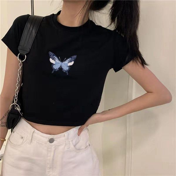 women's t-shirt short t shirt women tshirt butterfly short-sleeved students korean bf windclothes trend punk goth clothes y2k top, White
women's t-shirt short t shirt women tshirt butterfly short-sleeved students korean bf windclothes trend punk goth clothes y2k top, White