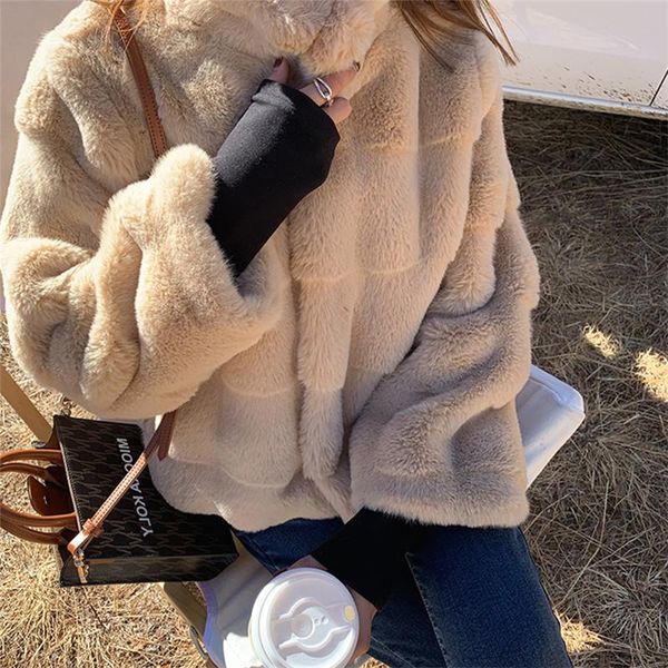 women's fur & faux winter thick warm fluffy mink jacket coat women korean loose casual short furry outwear stand collar female, Black
women's fur & faux winter thick warm fluffy mink jacket coat women korean loose casual short furry outwear stand collar female, Black