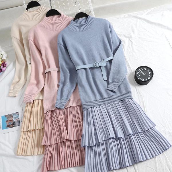 women's two piece pants 2021 fashion two-piece knit dress autumn and winter long sweater dresses, White
women's two piece pants 2021 fashion two-piece knit dress autumn and winter long sweater dresses, White