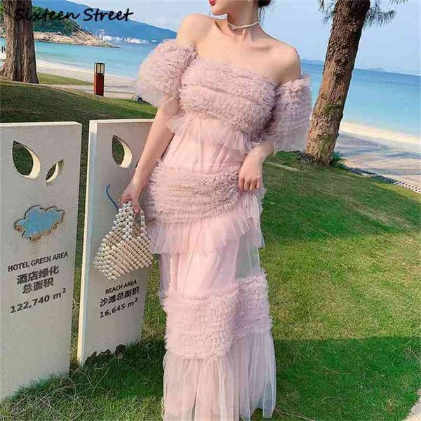 elegant pink mesh dresses for woman summer beach strapless runway design party clothing slim waist luxury dress 210603, Black;gray
elegant pink mesh dresses for woman summer beach strapless runway design party clothing slim waist luxury dress 210603, Black;gray