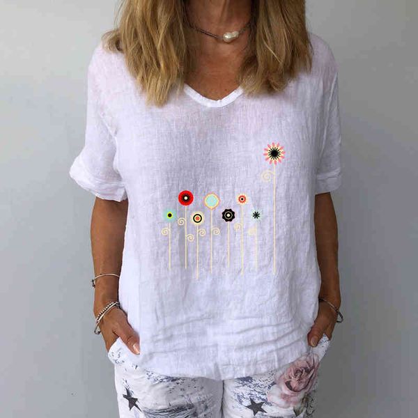 knits women elegant dandelion print cotton linen blouse shirt summer v-neck short sleeve casual plus size loose streetwear blusa gxq yx3b, White
knits women elegant dandelion print cotton linen blouse shirt summer v-neck short sleeve casual plus size loose streetwear blusa gxq yx3b, White