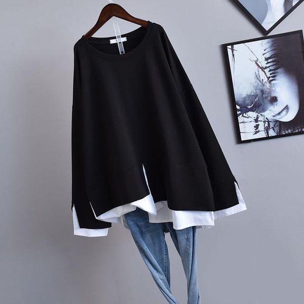 spring amp autumn korean simple womens black oversize fake two piece long sleeved loose slim t shirt free, White
spring amp autumn korean simple womens black oversize fake two piece long sleeved loose slim t shirt free, White