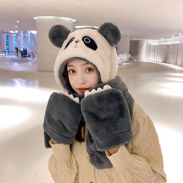 berets girls cute panda winter hats 3 in 1 warm soft plush hoodie cap gloves mitten scarf set cold weather gifts fs99, Blue;gray
berets girls cute panda winter hats 3 in 1 warm soft plush hoodie cap gloves mitten scarf set cold weather gifts fs99, Blue;gray