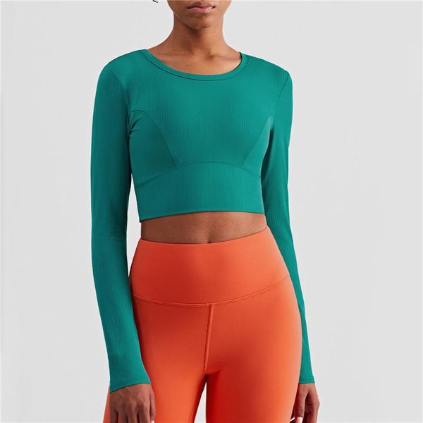 yoga outfit skin-friendly nude feel stripe t-shirts women gym clothes long sleeve navel bare slim crop running sport fitness
yoga outfit skin-friendly nude feel stripe t-shirts women gym clothes long sleeve navel bare slim crop running sport fitness