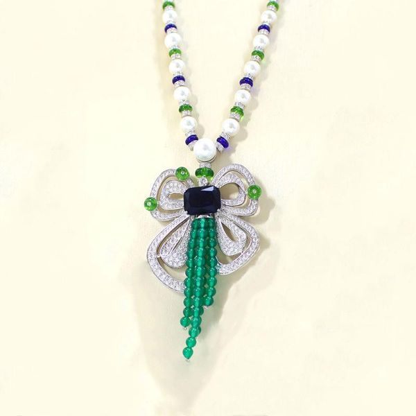chains 925 sterling silver gorgeous pearl sapphire pendant tassel bowknot necklace green gem bead elegant aquamarine jewelry
chains 925 sterling silver gorgeous pearl sapphire pendant tassel bowknot necklace green gem bead elegant aquamarine jewelry