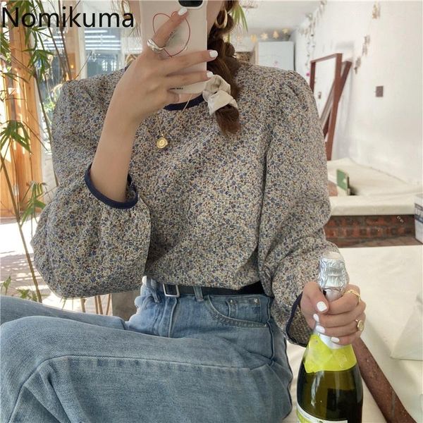 women's blouses & shirts nomikuma korean chic long sleeve blouse women contrast color loose o neck vintage floral printed shirt back la, White
women's blouses & shirts nomikuma korean chic long sleeve blouse women contrast color loose o neck vintage floral printed shirt back la, White