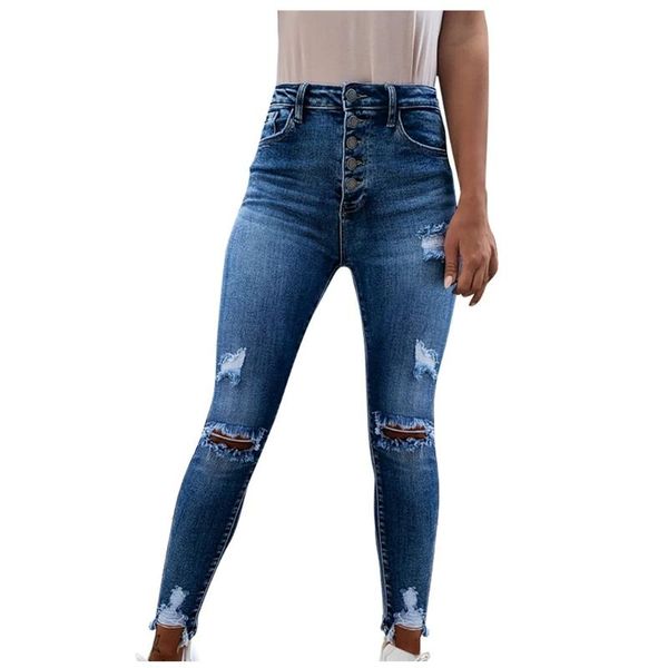 women's jeans women button pocket hole high waist denim pants skinny slim casual elastic ripped fringed trousers pantalones de mujer, Blue
women's jeans women button pocket hole high waist denim pants skinny slim casual elastic ripped fringed trousers pantalones de mujer, Blue
