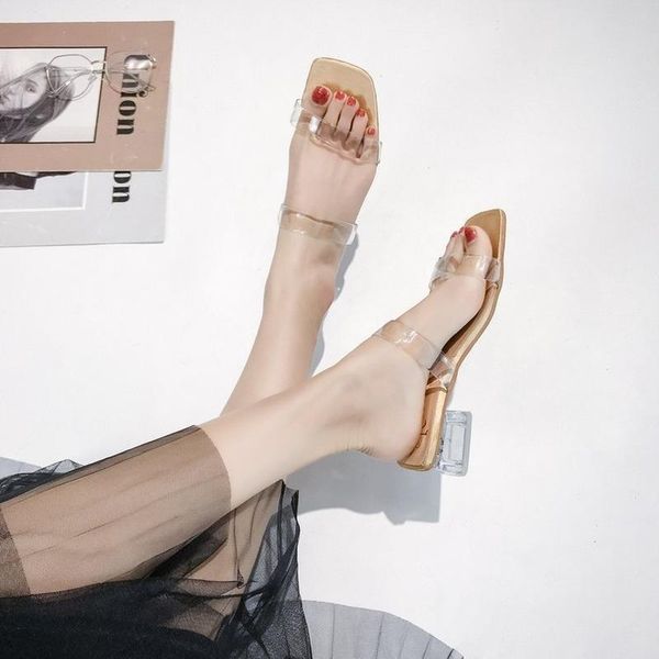 fashion woman slippers square toe party slides women transparency mid-heel female sandals house, Black
fashion woman slippers square toe party slides women transparency mid-heel female sandals house, Black
