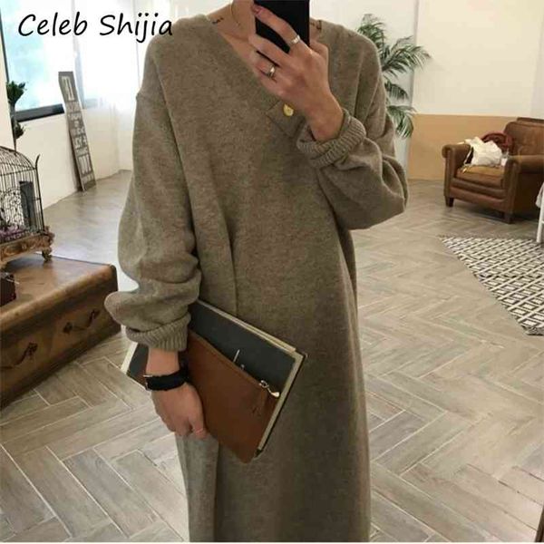 shijia korean chic loose thicken maxi sweater dress v neck long-sleeve oversize keep warm knit dress female autumn winter 210329, Black;gray
shijia korean chic loose thicken maxi sweater dress v neck long-sleeve oversize keep warm knit dress female autumn winter 210329, Black;gray