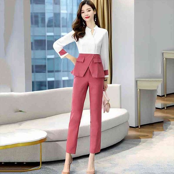 designer autumn womenpant suit 2 piece set elegant office lady outfits hit color blouse and fashion sets, White
designer autumn womenpant suit 2 piece set elegant office lady outfits hit color blouse and fashion sets, White