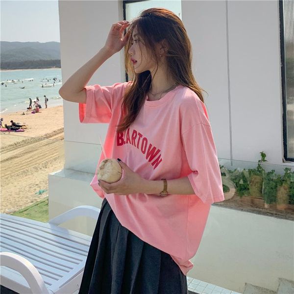 women's t-shirt summer style korean loose cartoon letter short-sleeved women, White
women's t-shirt summer style korean loose cartoon letter short-sleeved women, White