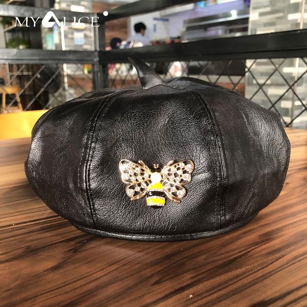 berets myalice 2021 women beret pearl rhinestone black yellow enamel decoration metal bee leather cap solid female, Blue;gray
berets myalice 2021 women beret pearl rhinestone black yellow enamel decoration metal bee leather cap solid female, Blue;gray