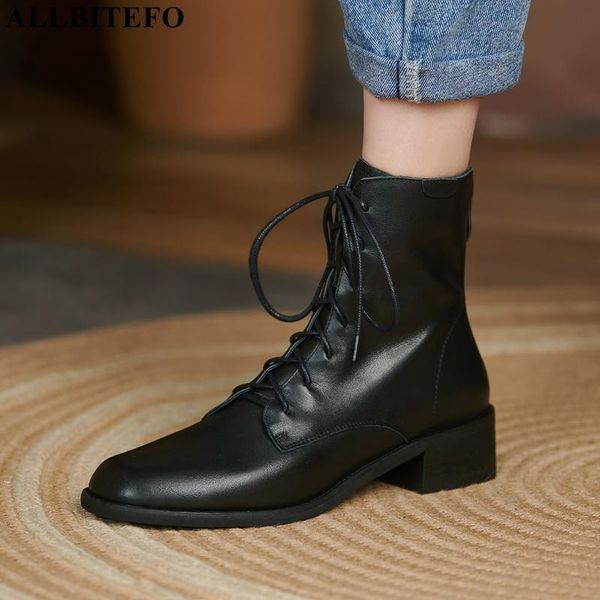 boots allbitefo size 34-42 round toe lace-up genuine leather thick heel ankle for woman non-slip winter women rain, Black
boots allbitefo size 34-42 round toe lace-up genuine leather thick heel ankle for woman non-slip winter women rain, Black