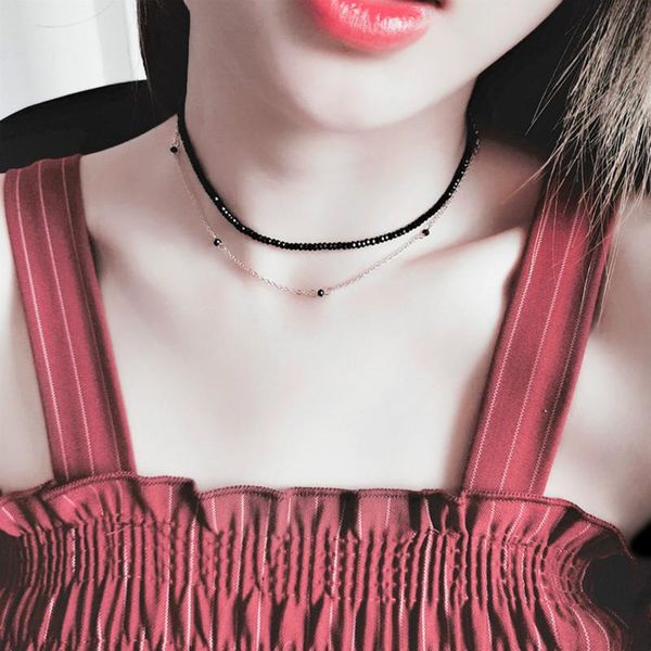 double link choker for women black crystal beads short necklace personalized multi 2021 handmade jewelry gifts chokers, Golden;silver
double link choker for women black crystal beads short necklace personalized multi 2021 handmade jewelry gifts chokers, Golden;silver