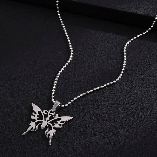 pendant necklaces butterfly necklace stainless steel goth fashion jewelry men women punk commemorate costume, Silver 
pendant necklaces butterfly necklace stainless steel goth fashion jewelry men women punk commemorate costume, Silver