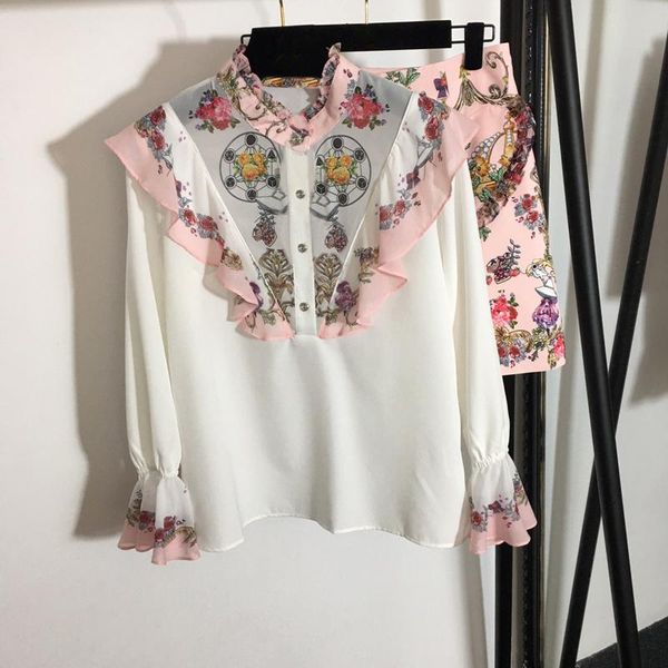 12.19 early spring fashion temperament ruffle collar flare sleeve print shirt blouse or pearl button a-line skirt set women women's tra, Gray
12.19 early spring fashion temperament ruffle collar flare sleeve print shirt blouse or pearl button a-line skirt set women women's tra, Gray