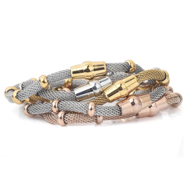three color stainless steel clasp bracelets with charms cable mesh bracelet chain bracelet for men or women, Golden;silver
three color stainless steel clasp bracelets with charms cable mesh bracelet chain bracelet for men or women, Golden;silver