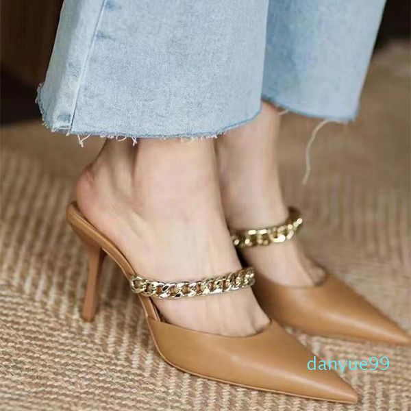 dress shoes womens brown stiletto elegant chain decorated pointed high heel sandals mules, Black
dress shoes womens brown stiletto elegant chain decorated pointed high heel sandals mules, Black