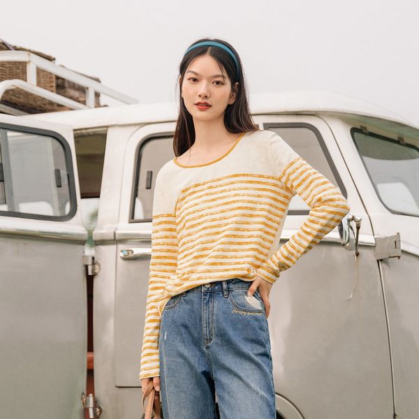t shirts spring autumn vintage women print retro contrast color stripe long sleeve cotton base round collar female t-shirt zf3u, White
t shirts spring autumn vintage women print retro contrast color stripe long sleeve cotton base round collar female t-shirt zf3u, White