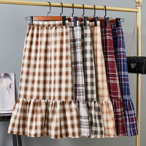 skirts spring summer elastic waist retro plaid a-line ruffled hem calf long diw0, Black
skirts spring summer elastic waist retro plaid a-line ruffled hem calf long diw0, Black