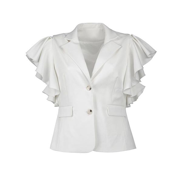 women's suits & blazers women white blazer coats short ruffle sleeve summer fashion office plus size button notched elegant work, White;black
women's suits & blazers women white blazer coats short ruffle sleeve summer fashion office plus size button notched elegant work, White;black