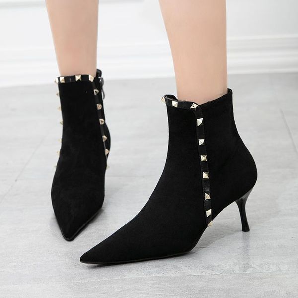 boots women's small thin heels crystal solid flock zipper short ankle booties warm plush rivets shoes woman, Black
boots women's small thin heels crystal solid flock zipper short ankle booties warm plush rivets shoes woman, Black