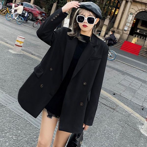women's suits & blazers 2021 spring autumn fashion street style casual long turn-down collar double breasted thick for daily, White;black
women's suits & blazers 2021 spring autumn fashion street style casual long turn-down collar double breasted thick for daily, White;black