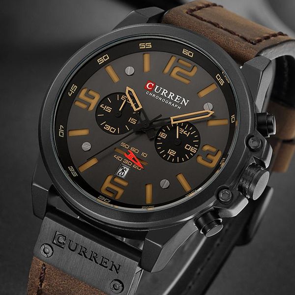 relogio masculino curren chronograph sports men watch army military date quartz wrist reloj hombre wristwatches, Slivery;brown
relogio masculino curren chronograph sports men watch army military date quartz wrist reloj hombre wristwatches, Slivery;brown