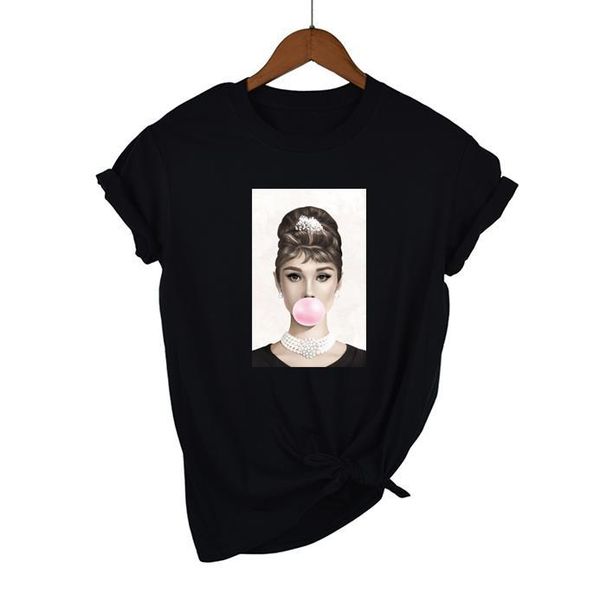 women's t-shirt audrey hepburn pink bubble gum print women tshirt female harajuku summer vintage short, White
women's t-shirt audrey hepburn pink bubble gum print women tshirt female harajuku summer vintage short, White
