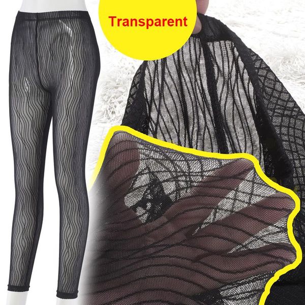 women's leggings embroidery wave pattern women summer breathable mesh transparent solid color tighting long pants see through, Black
women's leggings embroidery wave pattern women summer breathable mesh transparent solid color tighting long pants see through, Black
