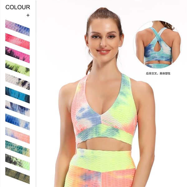 2020 fitness ink tie dye jacquard bra 9617, Black;white
