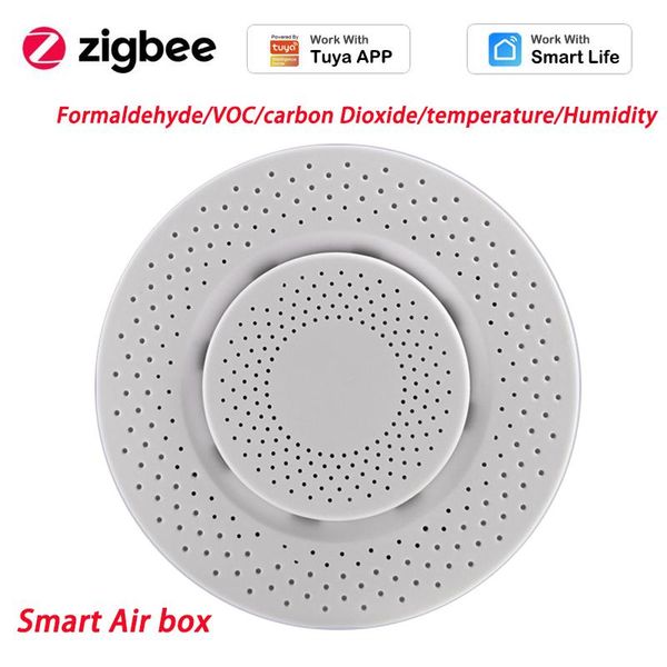 smart home control tuya zigbee air box formaldehyde/voc/carbon dioxide/temperature/humidity sensor app life alarm detector
smart home control tuya zigbee air box formaldehyde/voc/carbon dioxide/temperature/humidity sensor app life alarm detector