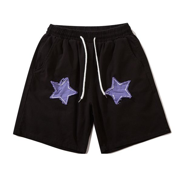 fashionable shorts star patch embroidery casual pants men's style street trend loose straight sports capris, White;black
fashionable shorts star patch embroidery casual pants men's style street trend loose straight sports capris, White;black