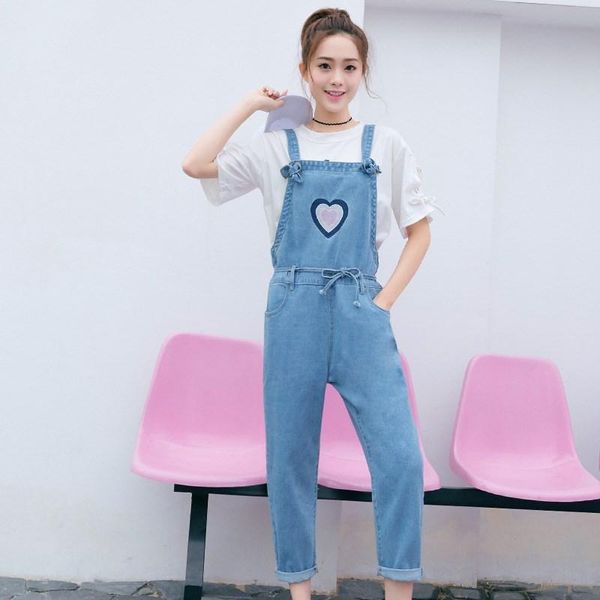 women's jumpsuits & rompers women cute love denim jumpsuit loose jeans female lace up casual plus size overall playsuit with pocket, Black;white
women's jumpsuits & rompers women cute love denim jumpsuit loose jeans female lace up casual plus size overall playsuit with pocket, Black;white