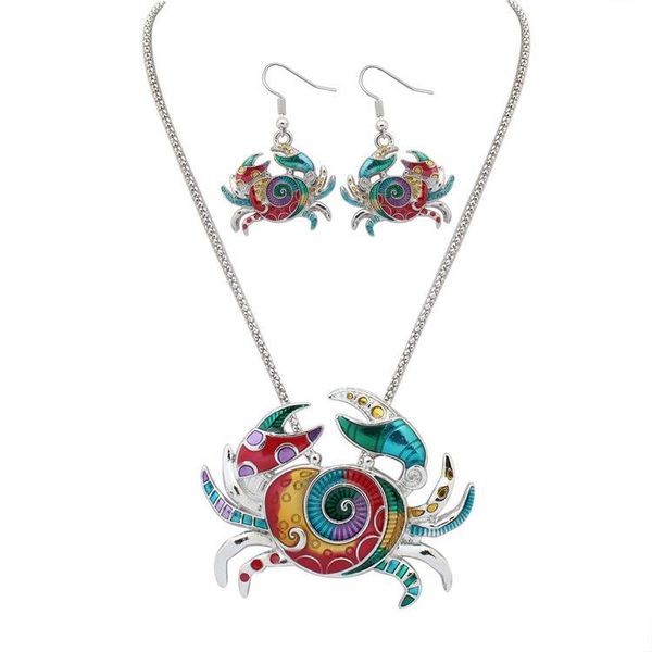 earrings & necklace s386 vintage party casual jewelry set women's colored glaze crab with, Silver
earrings & necklace s386 vintage party casual jewelry set women's colored glaze crab with, Silver