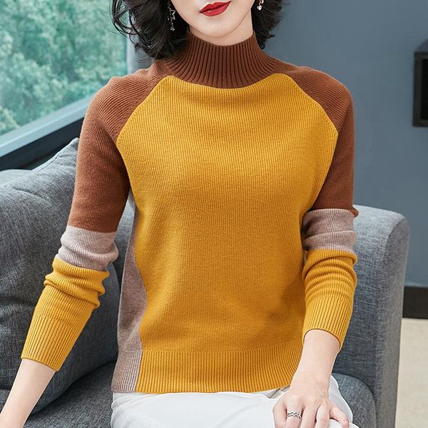 women's sweaters arrival 2021 autumn winter women knitted pullover sweater elegant vintage contrast color patchwork turtleneck, White;black
women's sweaters arrival 2021 autumn winter women knitted pullover sweater elegant vintage contrast color patchwork turtleneck, White;black