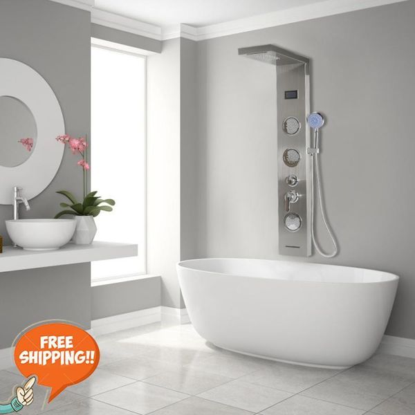 luxury brushed nickle bathroom shower faucet led panel column bathtub mixer tap w/hand temperature screen sets
luxury brushed nickle bathroom shower faucet led panel column bathtub mixer tap w/hand temperature screen sets