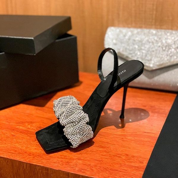 sandals summer style with square toe open stiletto high-heeled rhinestone fashion banquet dress all-match women's shoes, Black
sandals summer style with square toe open stiletto high-heeled rhinestone fashion banquet dress all-match women's shoes, Black