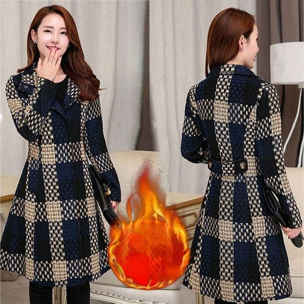 women's wool & blends plaid winter jacket women thick warm casual mid-long coat stand collar slim 2021 woolen outerwear female x202, Black
women's wool & blends plaid winter jacket women thick warm casual mid-long coat stand collar slim 2021 woolen outerwear female x202, Black