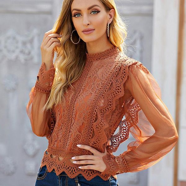 women's blouses & shirts blouse women long sleeve o-neck mesh sheer patchwork lace hollow out solid color lady casual shirt elegant fa, White
women's blouses & shirts blouse women long sleeve o-neck mesh sheer patchwork lace hollow out solid color lady casual shirt elegant fa, White