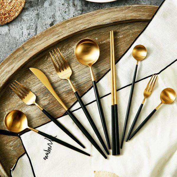 dinnerware sets black gold cutlery set matter fork knife spoon chopstick tea tableware western
dinnerware sets black gold cutlery set matter fork knife spoon chopstick tea tableware western