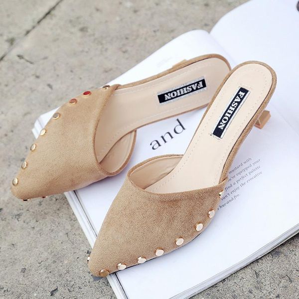 fashion slides woman shoes designer rivets pointed toe mules ladies sandals women medium heel red slippers, Black
fashion slides woman shoes designer rivets pointed toe mules ladies sandals women medium heel red slippers, Black