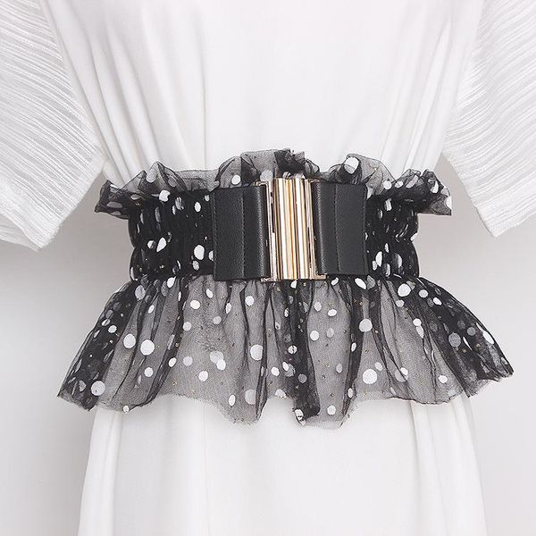 women's runway fashion shiny dot mesh elastic cummerbunds female dress corsets waistband belts decoration wide belt tb1182, Black;brown
women's runway fashion shiny dot mesh elastic cummerbunds female dress corsets waistband belts decoration wide belt tb1182, Black;brown