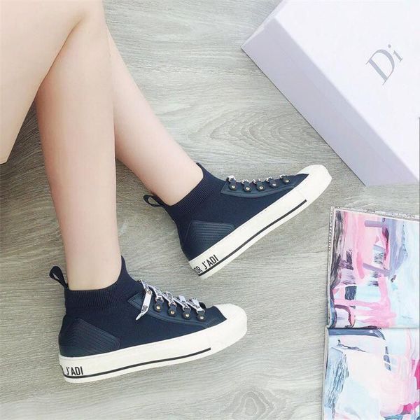 family high version small white shoes 2021 spring new elastic knitted board soft bottom letter casual, Black
family high version small white shoes 2021 spring new elastic knitted board soft bottom letter casual, Black