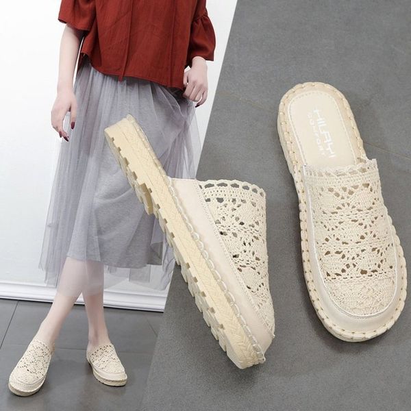 spring new linen hollow out baotou slippers women's leisure fashion flat bottomed non slip flat bottomed women's sandals, Black
spring new linen hollow out baotou slippers women's leisure fashion flat bottomed non slip flat bottomed women's sandals, Black