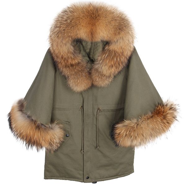 winter clothes women raccoon large fur collar hooded cloak coat army green women casual flare sleeve cotton padded outerwear, Black
winter clothes women raccoon large fur collar hooded cloak coat army green women casual flare sleeve cotton padded outerwear, Black