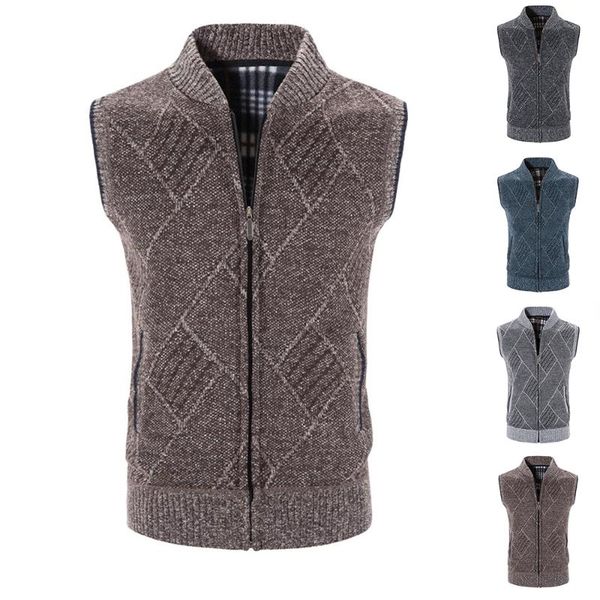 men's sweaters winter knitted zip vest cardigan weave pockets jumper thick waist slim cost vests mens clothing, White;black
men's sweaters winter knitted zip vest cardigan weave pockets jumper thick waist slim cost vests mens clothing, White;black
