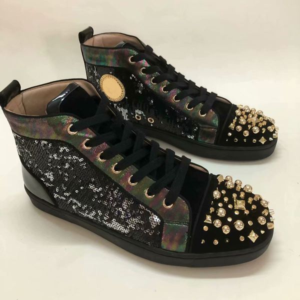 designer fashion shoes sneakers red is bottom high spikes flats shoes for men women leather sneakers lace-up casual shoes with dust bag, Black
designer fashion shoes sneakers red is bottom high spikes flats shoes for men women leather sneakers lace-up casual shoes with dust bag, Black